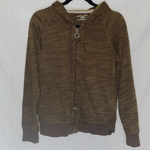 Kavu Zip hooded Sweatshirt hoodie Small heather space dye Brown